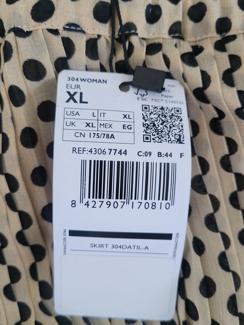 🎈NWT MANGO MNG Suit Polka-Dot Beige Maxi Skirt Pleated Size L Feminine - Picture 4 of 11